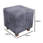 Flute Printed Ottoman Stool Upholstered Foam Cushioned Pouffes for Living Room Puffy Muddha Stool for Footrest & Sitting, Velvet Pouf Stool, Furniture for Home Decor, Office Set of 1 (Hale Navy) 