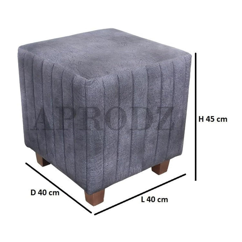 Flute Printed Ottoman Stool Upholstered Foam Cushioned Pouffes for Living Room Puffy Muddha Stool for Footrest & Sitting, Velvet Pouf Stool, Furniture for Home Decor, Office Set of 1 (Hale Navy) 