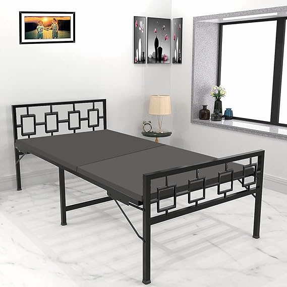 Metal Bed | Metal Bed With Foam Mattress Included | (King, Queen, Single Size with Mattress) (Geometric Design & Geometric Design with Foam)  metal bed