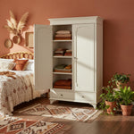 Mango Wood Wardrobe for Bedroom 2-Door Modular Wooden Almirah for Storage/Space Saving with 1-Drawer/Storage Organizer Rack Clothes Cupboard for Bedroom 