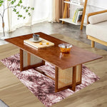 Stylish Imitation Rattan Coffee Table – Rectangular Walnut Wood with Hexagonal Weave Legs for Home & Office 