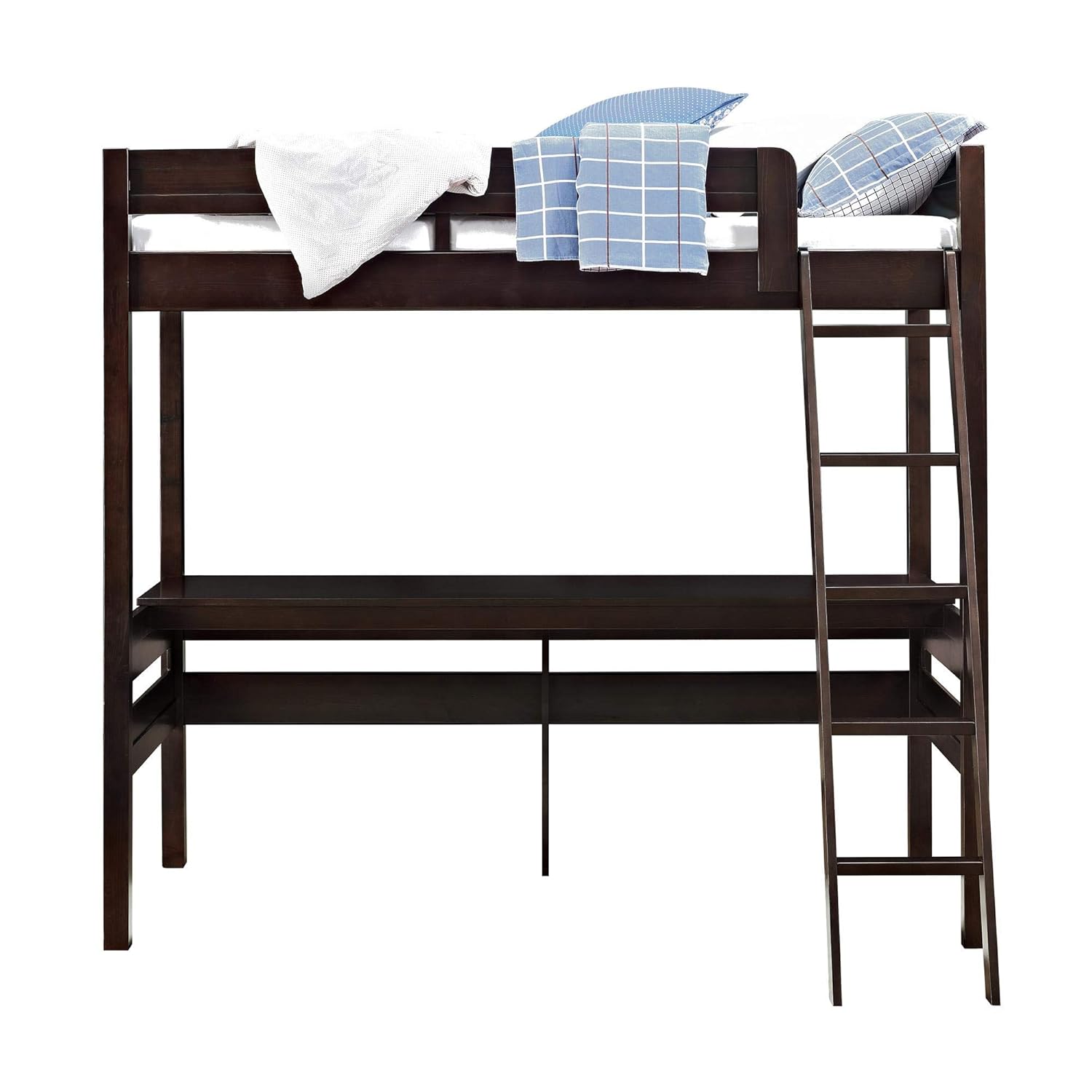 APRODZ Mango Wood Coltsco Kids Bunk Beds with Desk for Bedroom | Brown Finish