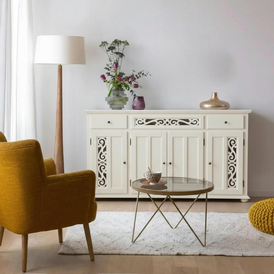 Translation missing: en.Mango Wood Sideboard Cabinet with 3 Drawer Storage Organize Cabinet for Home Dinning Kitchen Living Room &amp; Bedroom Multi Shelves Door Cabinets Hallway Dinning 