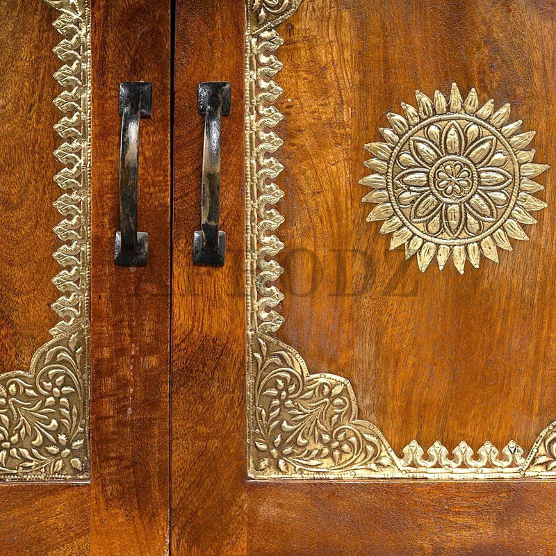Wooden Brass Fitted Cabinet with Door & Drawer Storage (Multicolor) 