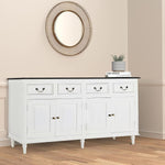 Solid Wood Cancun Storage Sideboard Cabinet with 4 Door and 4 Drawer for Living Room 