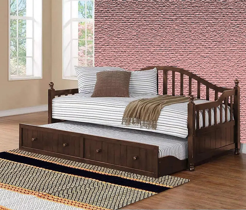 Drummo Sheesham Wood Daybed with Trundle Bed 