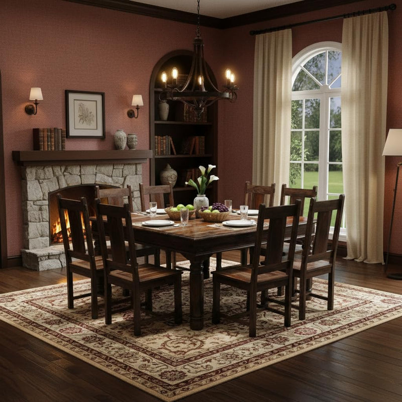 Solid Sheesham Wood Dining Table Set of 8 Seater Dinner Dinning Table with 8 Chair for Dining Furniture for Living Room Home Hotel Office Self Assembly 