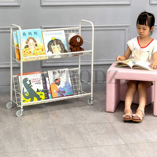 Children’s Metal Bookcase Shelves Storage Unit Kids Book Storage Rack Toy Chests & Organizers on Wheels
