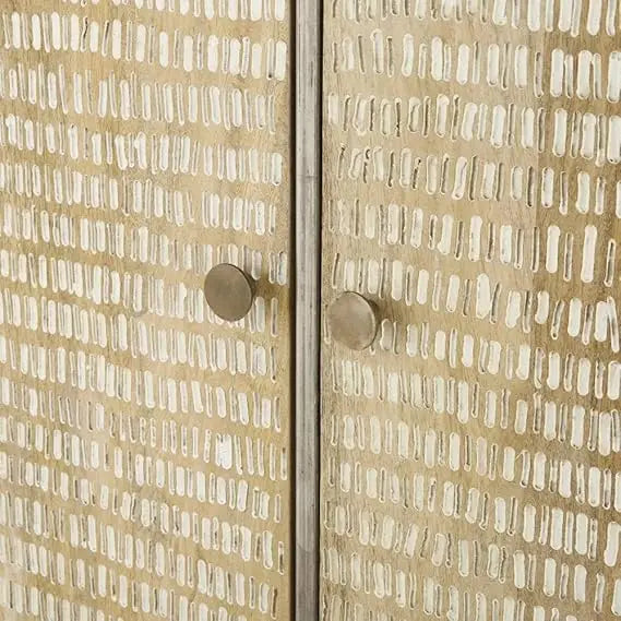 Madera Metal & Mango Wood 2-Wardrobe Door – Natural Storage Almirah 