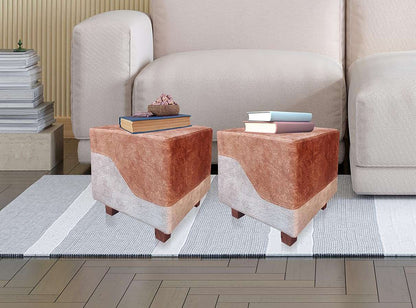 APRODZ Ottoman Stool for Living Room | Pouffes for Sitting| Foot stools | Office Stools | Decoration & Dressing Table Suede Fabric Set of 1 Brown + Beige