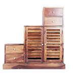 Sheesham Wood Storage Zuni Shoe Rack Cabinet for Living Room | 2 Shelf 4 Drawer Shoe Organizer | Brown 