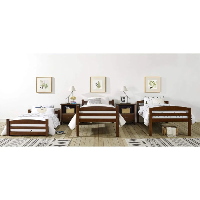 APRODZ Ipsotu Mango Wood Bunk Bed Without Storage Single Bed Furniture for Bedroom Living Room Home (Mango - Brown)