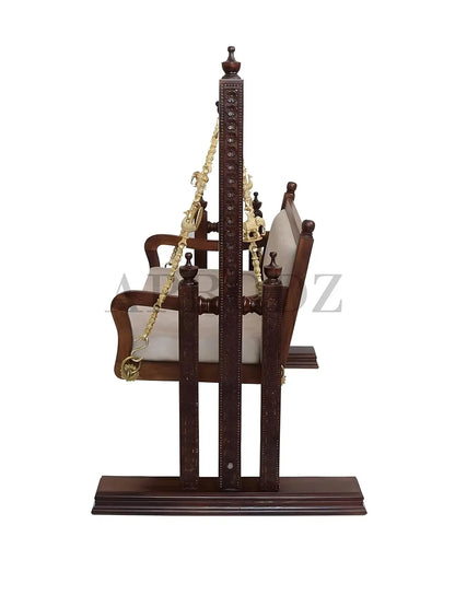 2 Seater Swing Wooden Jhula with Stand and Porchfor Indoor Outdoor & Balcony | House Swings for Adults (Walnut Finish) 