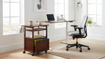 APRODZ Pipro Acacia Wood Multipurpose Office Table and Kitchen Trolley Cart with Storage Cabinet Rolling Utility Table for Home, Office, Kitchen and Dining Room 