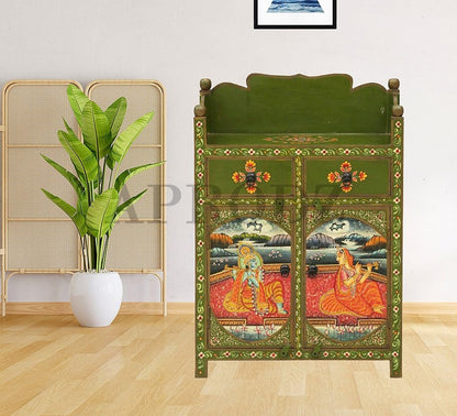 APRODZ Handpainted Wooden Storage Cabinet Living Room (Multicolor)