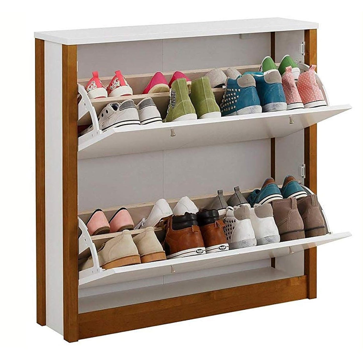 APRODZ Mango Wood Alasta Shoe Cabinet for Home | Shoe Rack Organiser | White Finish