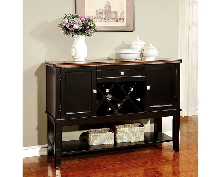 Translation missing: en.APRODZ Mango Wood Morrison Wine Storage Stylish Bar Cabinet for for Living Room | Cherry and Black Finish