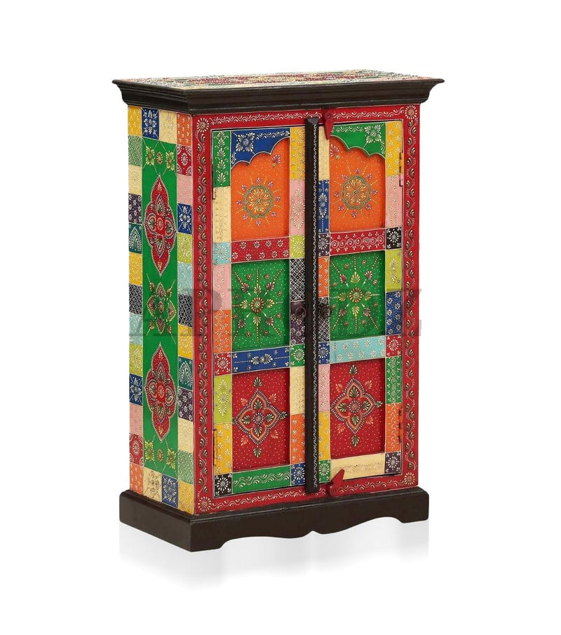 Wooden Handpainted Storage Cabinet for Living Room (Multicolor) 