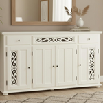Mango Wood Sideboard Cabinet with 3 Drawer Storage Organize Cabinet for Home Dinning Kitchen Living Room & Bedroom Multi Shelves Door Cabinets Hallway Dinning 