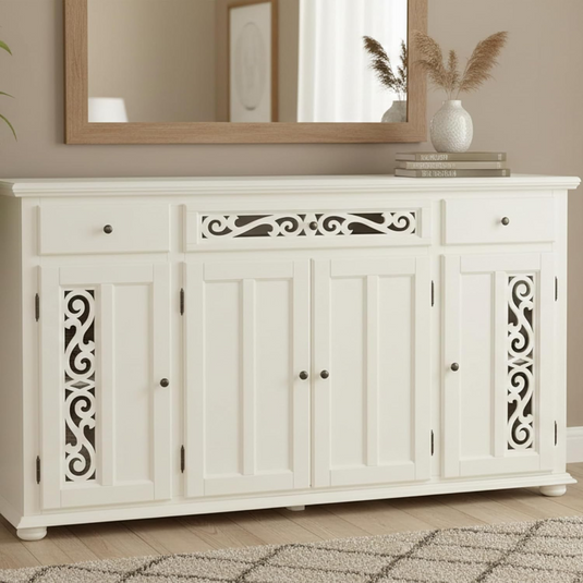 Translation missing: en.Mango Wood Sideboard Cabinet with 3 Drawer Storage Organize Cabinet for Home Dinning Kitchen Living Room &amp; Bedroom Multi Shelves Door Cabinets Hallway Dinning 