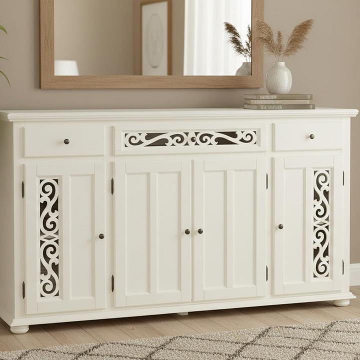 Translation missing: en.Mango Wood Sideboard Cabinet with 3 Drawer Storage Organize Cabinet for Home Dinning Kitchen Living Room &amp; Bedroom Multi Shelves Door Cabinets Hallway Dinning 
