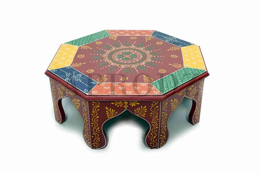 Translation missing: en.Handpainted Bajot: Antique Design, Multipurpose Stool, Decorative Pooja Mandir Stand 