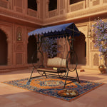 APRODZ Best Buy Steel Porch Jhula Swings Outdoor Iron Frame Deluxe Patio Garden Porch Canopy 3 Seats Swing with Bench 