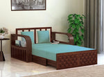 Sheesham Wood Sofa Cum Bed, 2 Seater with Storage, Geometric Design (75 x 51 x 30 Inch)  Sheesham Wood Sofa Cum Bed (2 Seater)