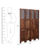 Durque 4 Panel Room Divider - Provincial Teak 