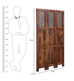 Durque 3 Panel Room Divider - Provincial Teak 