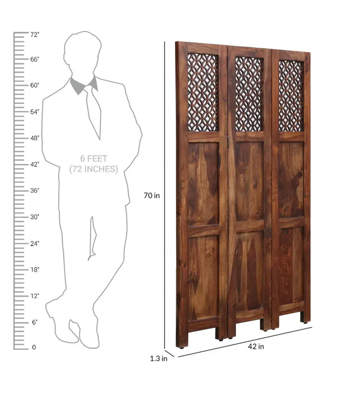 Translation missing: en.Durque 3 Panel Room Divider - Provincial Teak 