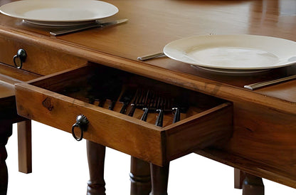 Sheesham Wood Reyk 6 Seater Dining Table Set for Home Dining Room Furniture