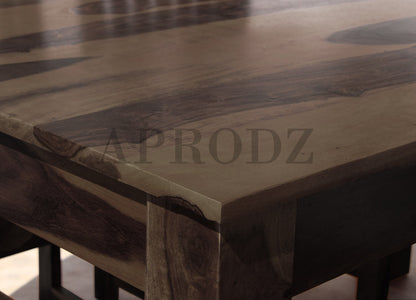 Sheesham Wood and Upholstered Epso 6 Seater Dining Table Set for Home and Living Rooms| Dining Furniture