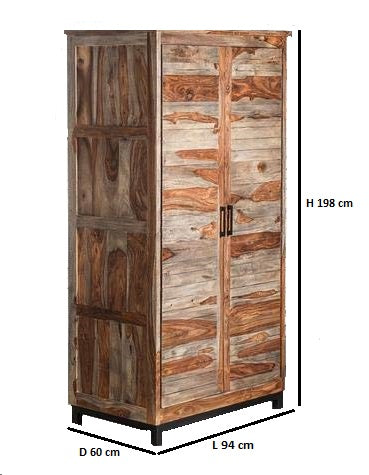 Sheesham Wood Double Doors Multipurpose Storage Bogote Wardrobe Almirah for Bed Room