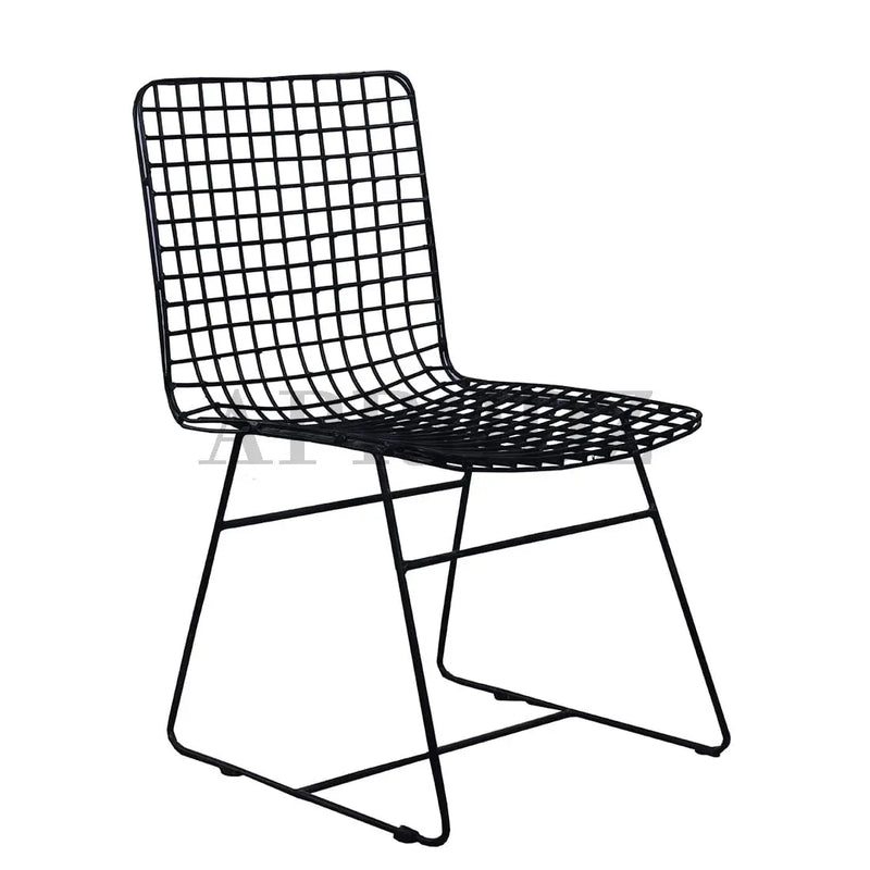 Geometrically Crafted Wired Chair in Black | Stylish Metal Chair for Home & Outdoor 