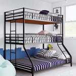 APRODZ Chavez Twin/Twin/Full Size Metal Triple Bunk Bed (Metal - Black Powdercoated)