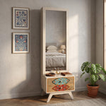 Hand-Painted Solid Wood Dressing Table with Two Drawer Storage for Living Room (White + 