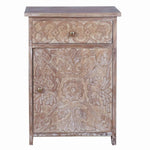 Mango Wood Yaviza One Door and One Drewer Bedside Storage Table for Bedroom 