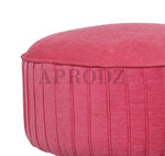 Upholstered and Steel Frame Puffy Stool Grass Green Fabric + Black Powdercoated - Set of 2 
