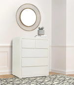 Mango Wood Warsaw Chest of 5 Drawers Storage Dresser for Living Room Furniture (White Finish) 