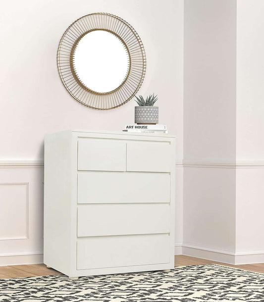 APRODZ Mango Wood Dublin Chest of 4 Drawers Storage Cabinet for Living Room Furniture (White)