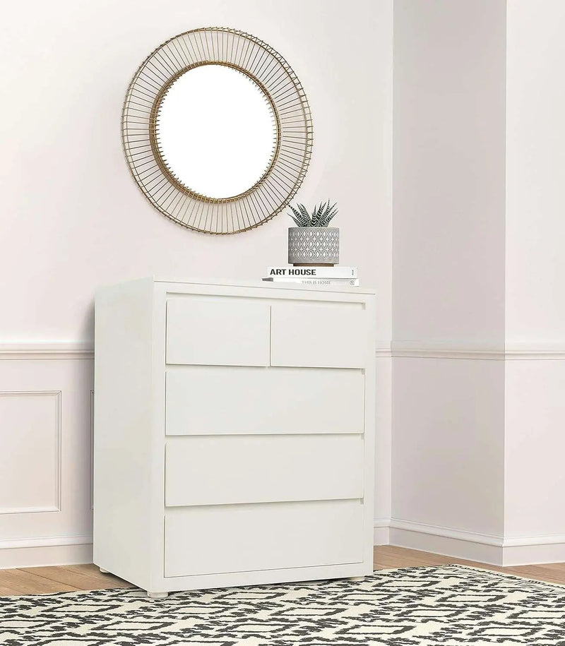 Mango Wood Dublin Chest of 4 Drawers Storage Cabinet for Living Room Furniture (White) 