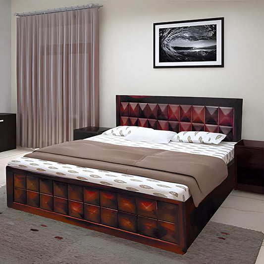 Solid Sheesham Wooden Double Bed with Storage Box for Living Room, Bed Room