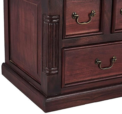 Mango Wood Sulla LED TV Stand – Stylish Entertainment Unit & Storage TV Cabinet for Living Room & Home Theater Setup (Rosewood Finish) 