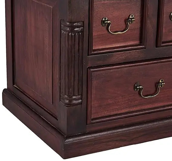 Mango Wood Sulla LED TV Stand | Rosewood Finish Entertainment & Storage Unit 