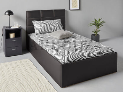 APRODZ Upholstered King Size Bed with Box Storage (Black Leatherette)