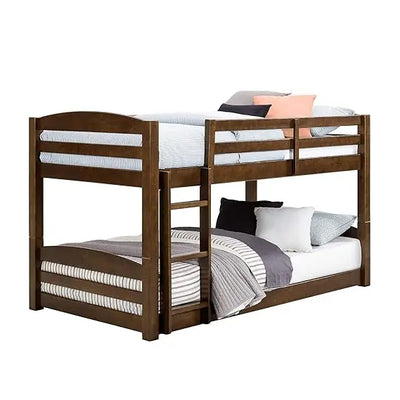 Mango Wood Bunk Bed Without Storage Single Bed Furniture for Bedroom Living Room Home (Brown Finish)