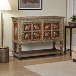 Wooden Brass Fitted Storage Cabinet with Open Self Storage (Multicolor) 