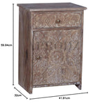 Mango Wood Yaviza One Door and One Drewer Bedside Storage Table for Bedroom 