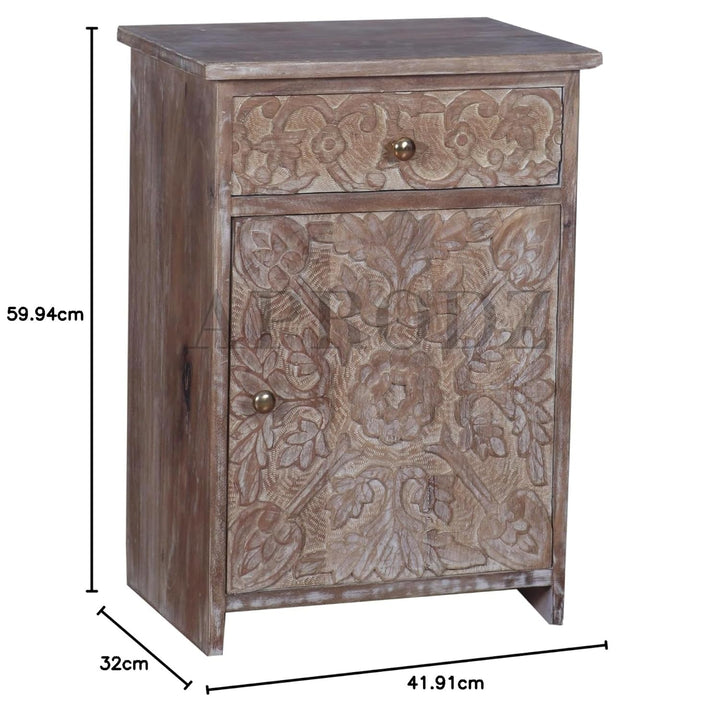 Translation missing: en.Mango Wood Yaviza One Door and One Drewer Bedside Storage Table for Bedroom 